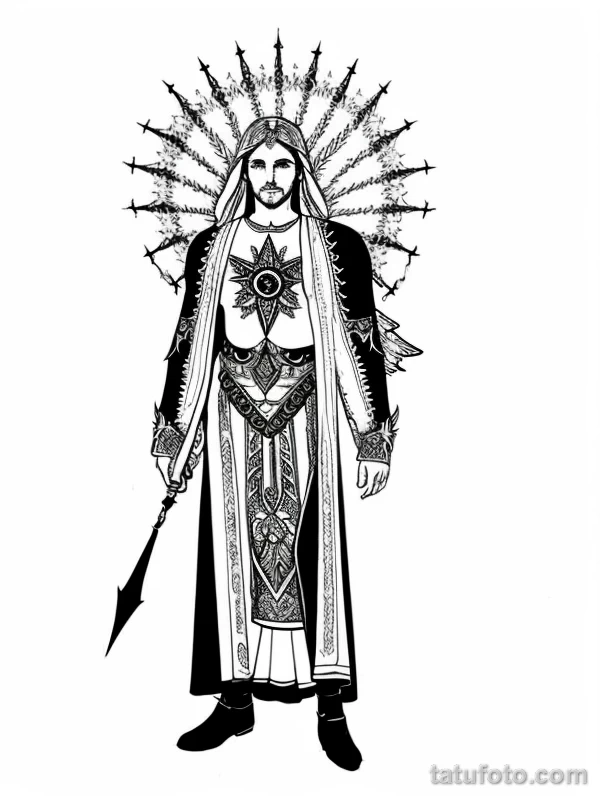 Эскизы тату Архангел Гавриил redraw tattoo sketches on a white sheet into a cosmic Archangel Gabriel tattoo sketch, with starry patterns, galaxy accents, dee tatufoto.com 059