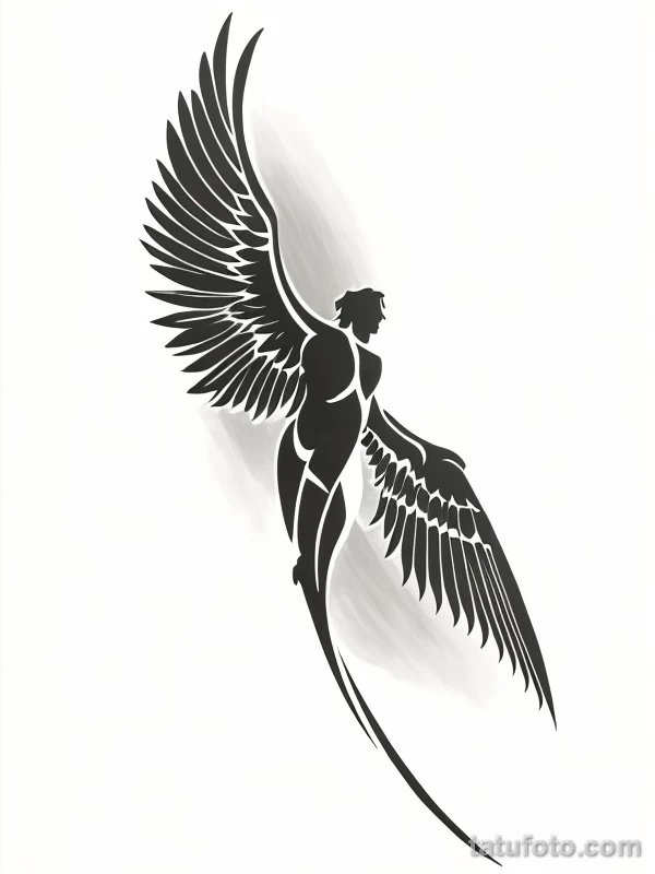 Эскизы тату Архангел Гавриил redraw tattoo sketches on a white sheet into a minimalist Archangel Gabriel tattoo sketch, with very few lines, simple shapes, c tatufoto.com 096