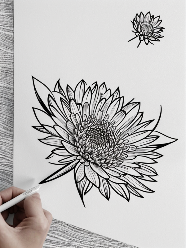 Эскизы татуировки Астра - Astra Tattoo Sketches redraw tattoo sketches on a white sheet into a bold and graphic aster tattoo sketch, with thick black lines, high contrast shadi tatufoto.com 074