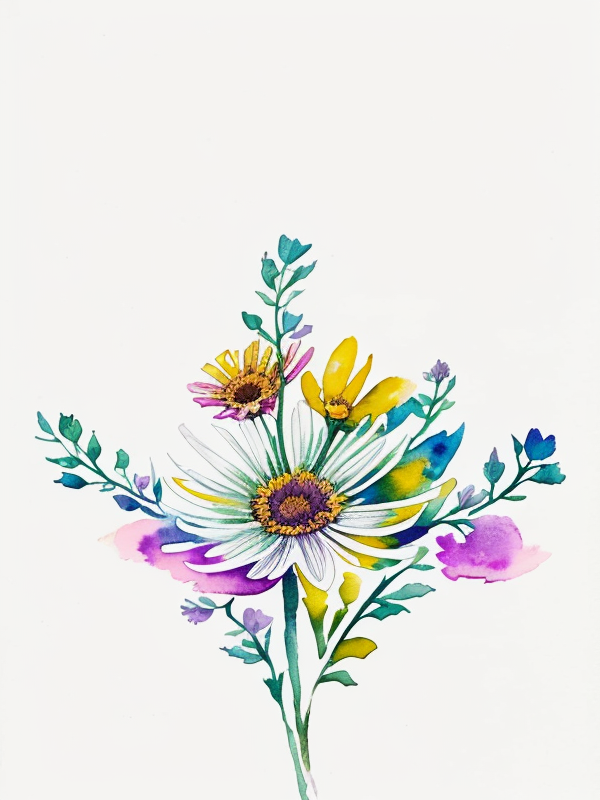 Эскизы татуировки Астра - Astra Tattoo Sketches redraw tattoo sketches on a white sheet into a colorful aster tattoo sketch, using vibrant colors with a watercolor effect, deta tatufoto.com 004