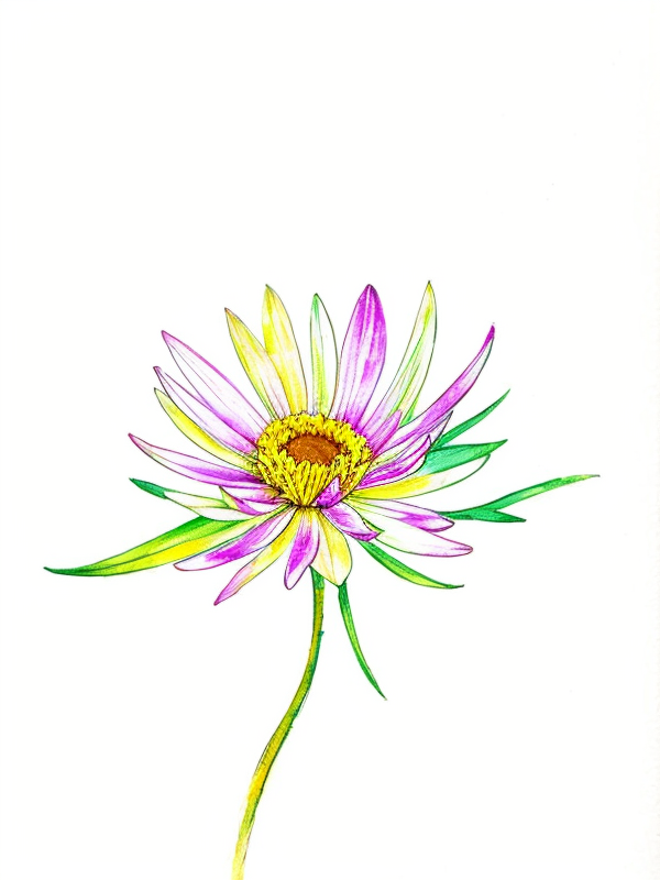 Эскизы татуировки Астра - Astra Tattoo Sketches redraw tattoo sketches on a white sheet into a colorful aster tattoo sketch, using vibrant colors with a watercolor effect, deta tatufoto.com 069