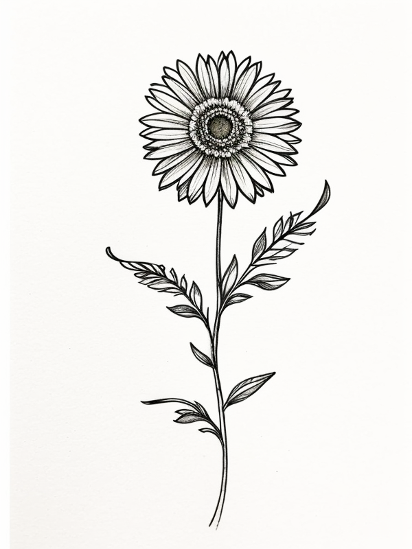 Эскизы татуировки Астра - Astra Tattoo Sketches redraw tattoo sketches on a white sheet into a colorful aster tattoo sketch, using vibrant colors with a watercolor effect, deta tatufoto.com 099