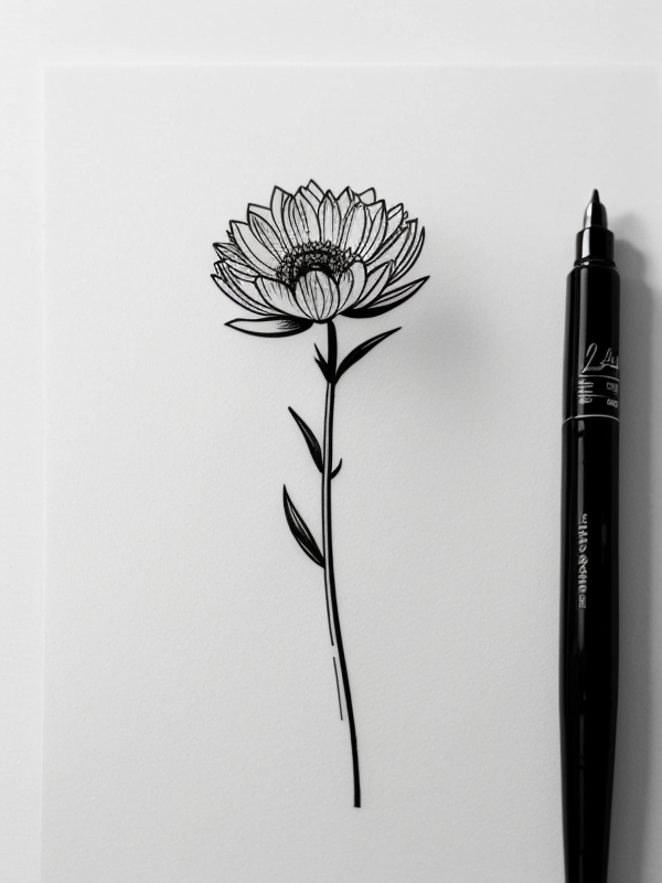 Эскизы татуировки Астра - Astra Tattoo Sketches redraw tattoo sketches on a white sheet into a modern minimalist aster tattoo sketch, using only black ink with simple lines, sh tatufoto.com 066