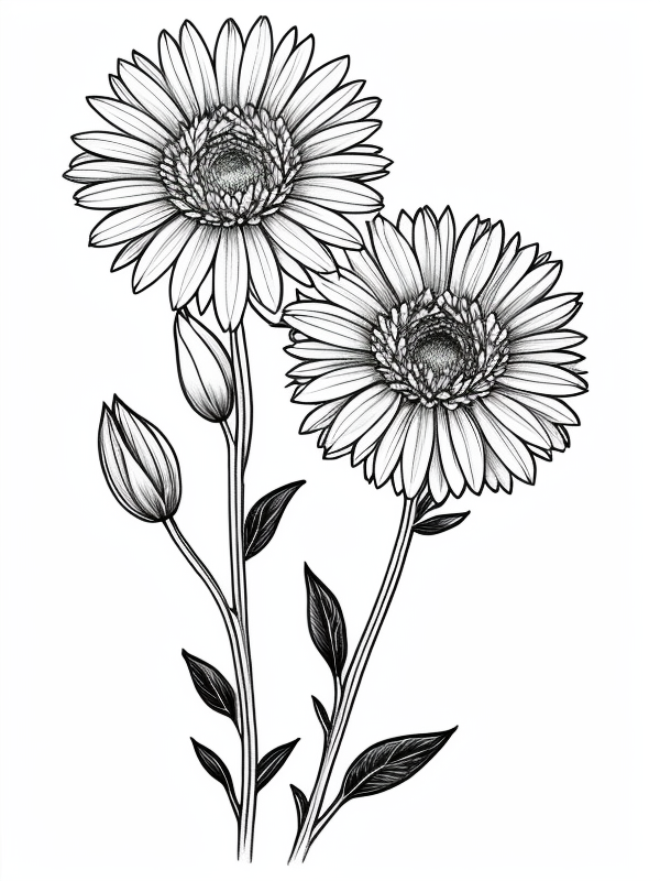Эскизы татуировки Астра - Astra Tattoo Sketches redraw tattoo sketches on a white sheet into a soft, grayscale aster tattoo sketch, with fine lines and smooth shading, subtle d tatufoto.com 047