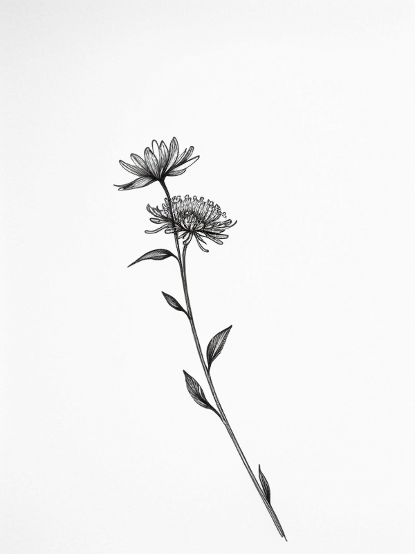 Эскизы татуировки Астра - Astra Tattoo Sketches redraw tattoo sketches on a white sheet into a soft, grayscale aster tattoo sketch, with fine lines and smooth shading, subtle d tatufoto.com 192