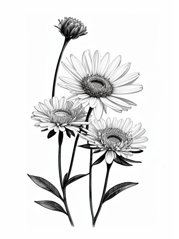 Эскизы татуировки Астра - Astra Tattoo Sketches redraw tattoo sketches on a white sheet into a soft, grayscale aster tattoo sketch, with fine lines and smooth shading, subtle d tatufoto.com 236