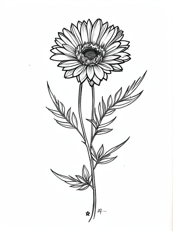 Эскизы татуировки Астра - Astra Tattoo Sketches redraw tattoo sketches on a white sheet into a vintage aster tattoo sketch, with cross-hatching, detailed line work, slightly fa tatufoto.com 101