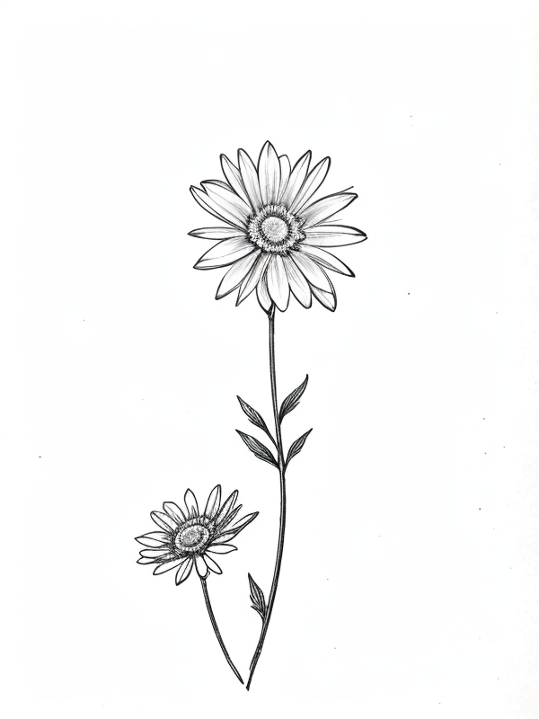 Эскизы татуировки Астра - Astra Tattoo Sketches redraw tattoo sketches on a white sheet into a vintage aster tattoo sketch, with cross-hatching, detailed line work, slightly fa tatufoto.com 173