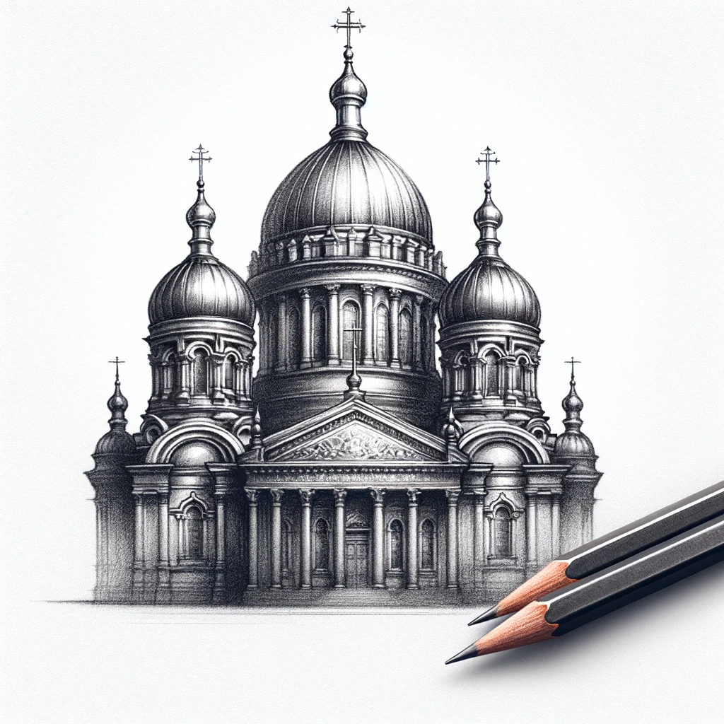 иллюстрация в стиле карандашного эскиза для подзаголовка - Купола - tatufoto.com 2024