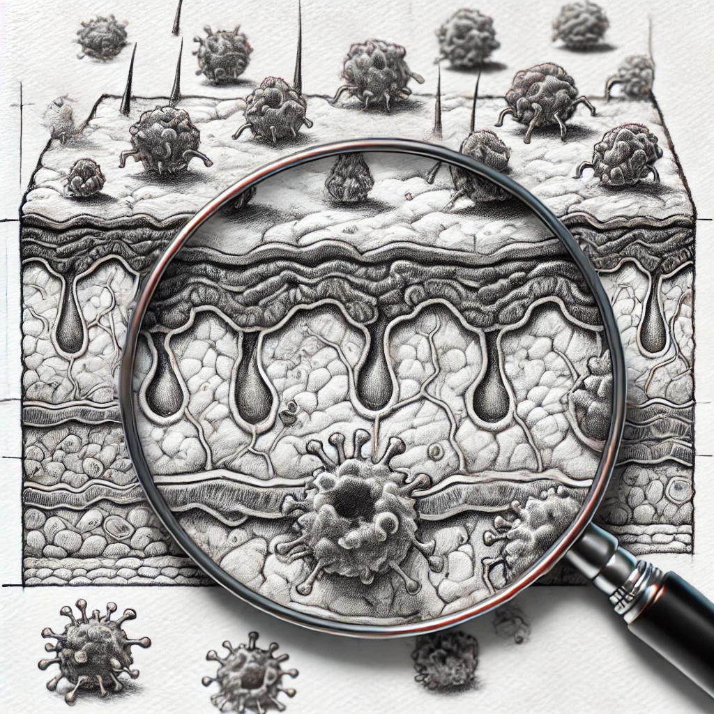 Влияние тату и пирсинга на организм - Pencil sketch of skin layers magnified to show how ink is distributed beneath the surface in the epidermis and dermis. tatufoto.com 005