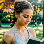 Как вес влияет на тату A petite woman with a subtle infinity symbol tattoo on her wrist reading a book in a park wearing casual clothes long braided tatufoto.com 030