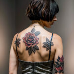 Как вес влияет на тату A slender woman with a floral wrist tattoo standing in a modern art gallery wearing a chic dress short bob haircut tattoo fe tatufoto.com 060