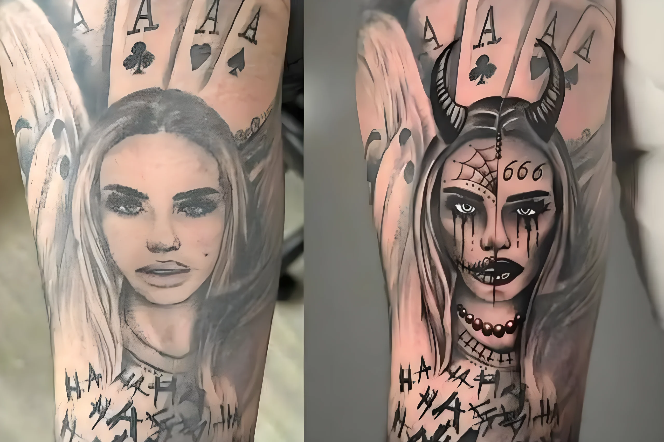 Карл Вудс превратил татуировку с лицом Кэти Прайс в дьявола - №03 - tatufoto.com