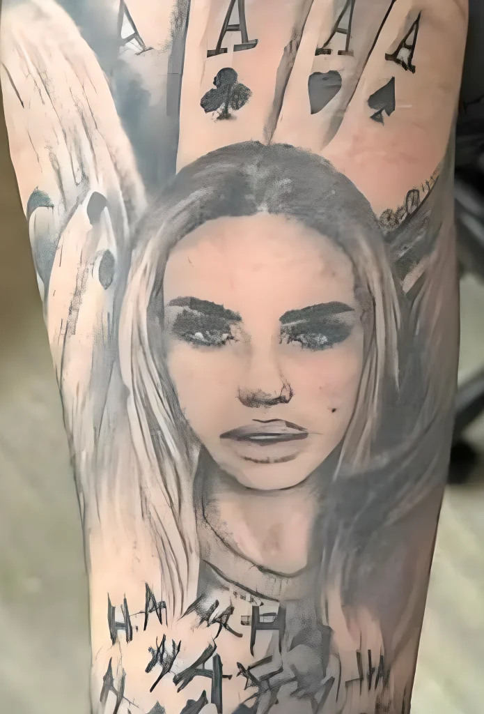 Карл Вудс превратил татуировку с лицом Кэти Прайс в дьявола - №04 - tatufoto.com
