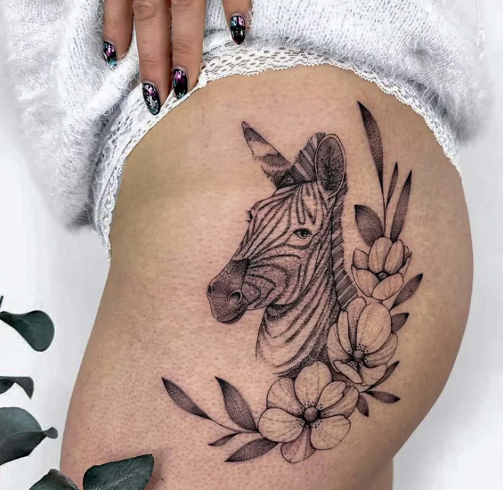 Значение татуировки зебра - пример тату зебра на фото - 157 - фото tatufoto.com