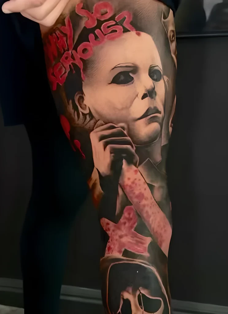 Игрок НФЛ Танк Делл сделал татуировку ужасов на всю ногу - 02 - фото tatufoto.com