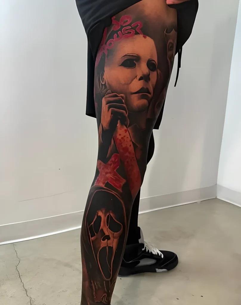 Игрок НФЛ Танк Делл сделал татуировку ужасов на всю ногу - 03 - фото tatufoto.com