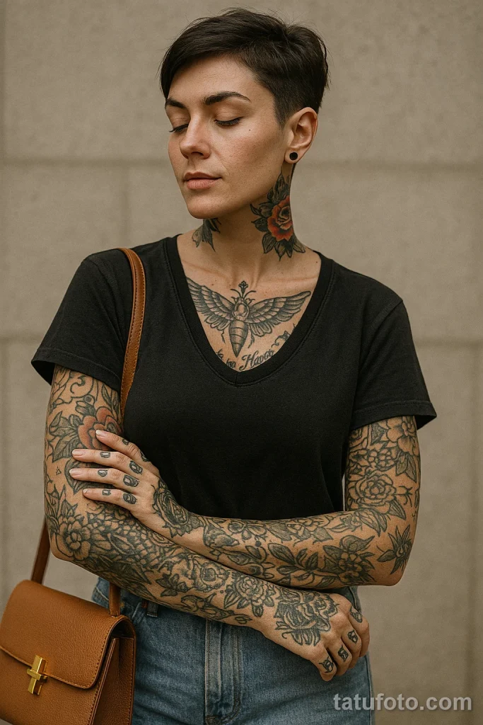 Как собрать стильный образ с татуировкой и люксовыми аксессуара - 03 - tattoo-photo.ru