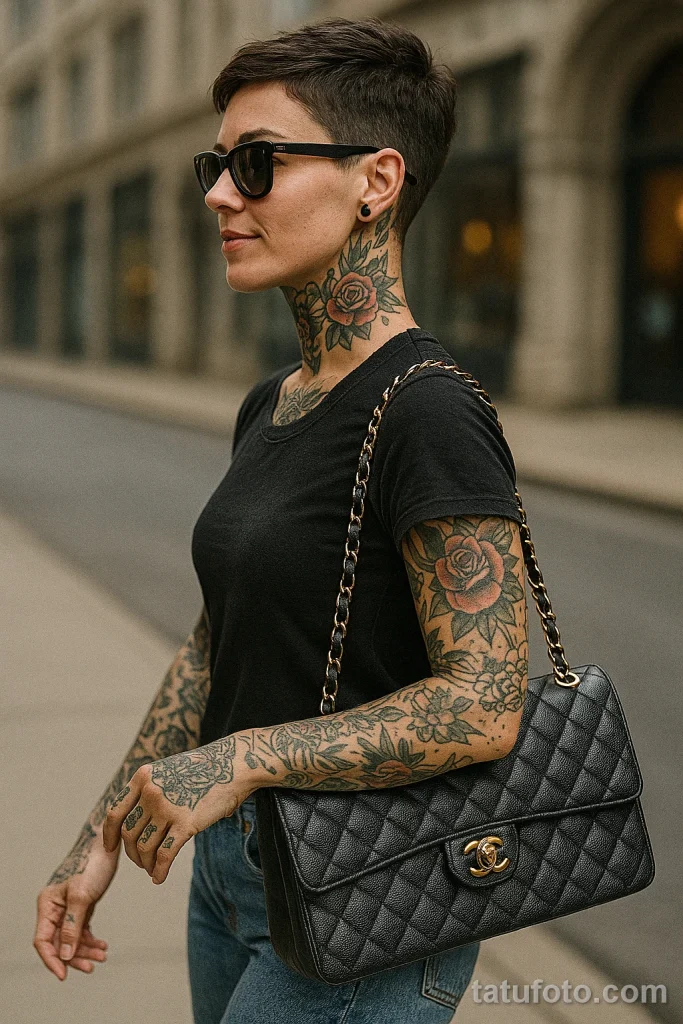 Как собрать стильный образ с татуировкой и люксовыми аксессуара - 04 - tattoo-photo.ru