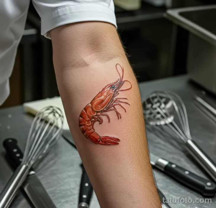 Татуировка с креветкой ко Дню креветок – 10 мая №64 - фото tatufoto.com