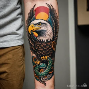 00427-A_shot_of_a_man's_forearm,_a_bold,_American_traditional_tattoo_of_an_eagle_and_a_snake,_1587661690 2025 №122 - фото tatufoto.com