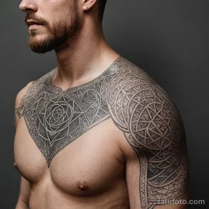 00436-A_sensual_shot_of_a_man's_shoulder,_a_complex,_dotwork_tattoo_of_sacred_geometry,_1587661699 2025 №124 - фото tatufoto.com