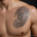 A close up of a tattoo that stores data, which can be read by a futuristic scanner, _1 2025 №51 - фото tatufoto.com