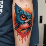 A photorealistic shot of a tattoo that changes color with the wearer's mood, shifting from cool blue to warm red, 2025 №104 - фото tatufoto.com