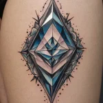 close up, a neo traditional tattoo of a crystal №37 - tatufoto.com