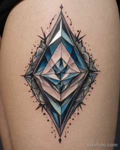 close up, a neo traditional tattoo of a crystal №37 - tatufoto.com
