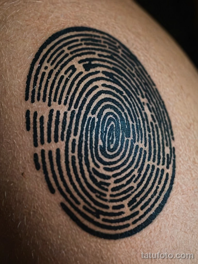 extreme close up of man’s fingerprint with embedded nano ink tattoo patterns, biometric scanner lighting up, cyberpunk interface 2025 №35 - tatufoto.com