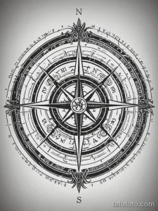 tattoo design, a Vegvisir (Norse compass), but the staves are deconstructed and rearranged into a glitch art pattern, a sigil fo №174 - tatufoto.com