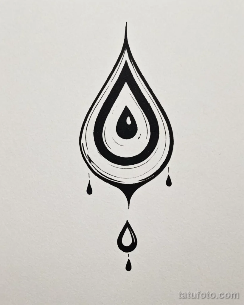 tattoo design, a single, perfect teardrop, but inside is a tiny, screaming face №121 - tatufoto.com