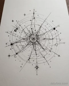 tattoo sketch, fine line design of a constellation, on white paper №99 - tatufoto.com
