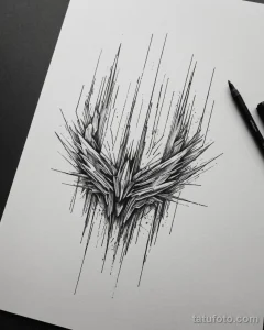 tattoo sketch, fine line design of a soundwave, on white paper №101 - tatufoto.com