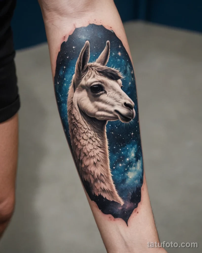 Идея для татуировки с ламой 2025 №33 - tatufoto.com