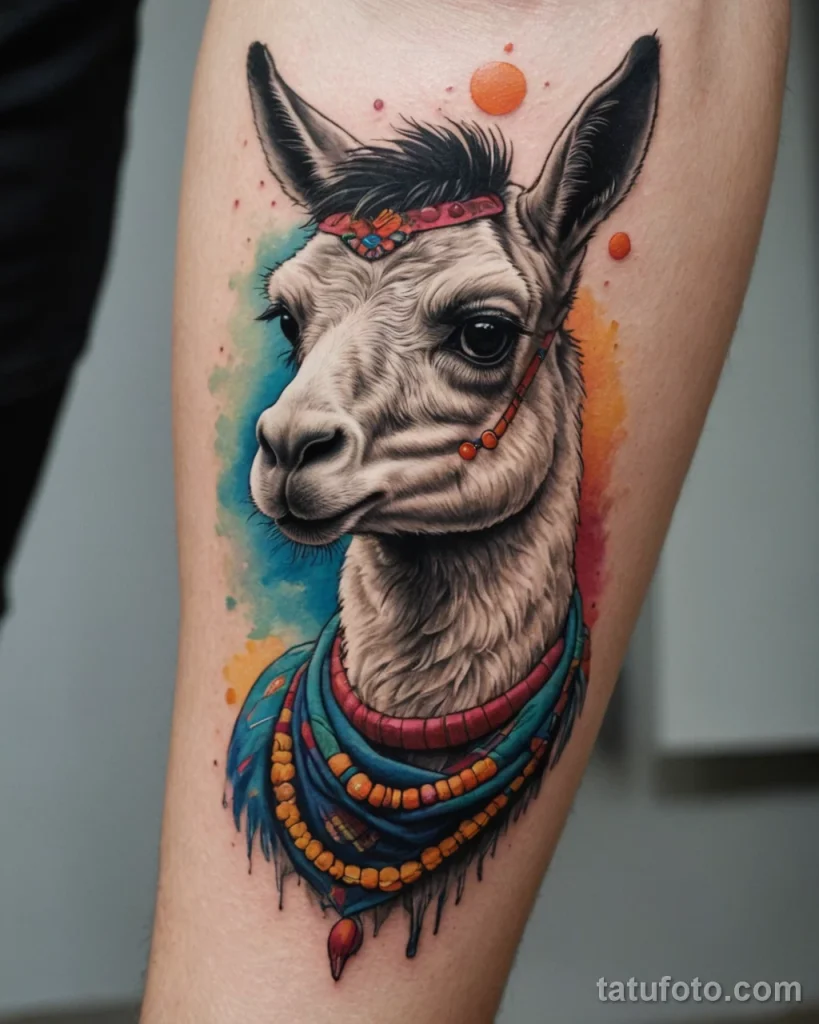 Идея для татуировки с ламой 2025 №38 - tatufoto.com