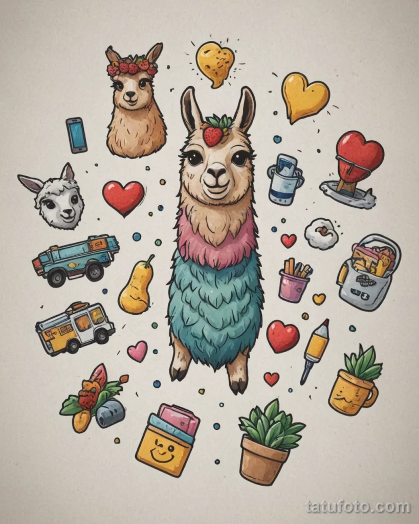 Идея для татуировки с ламой 2025 №40 - tatufoto.com