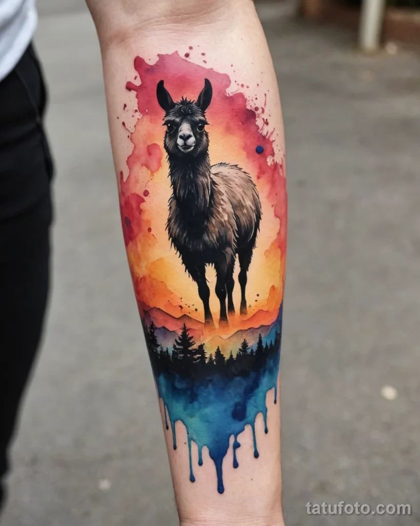 Идея для татуировки с ламой 2025 №49 - tatufoto.com