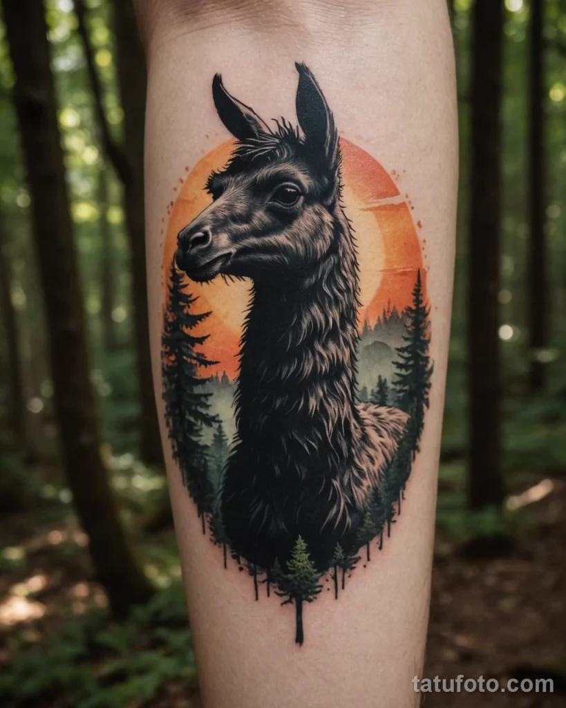 Идея для татуировки с ламой 2025 №59 - tatufoto.com