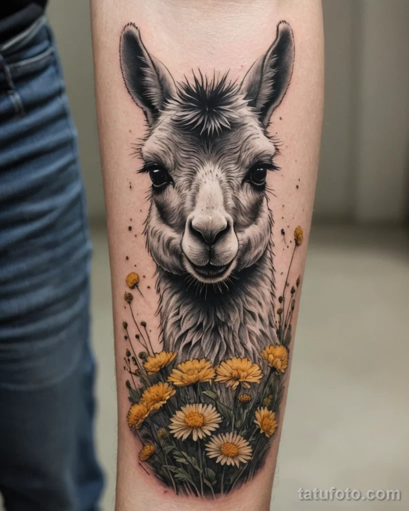 Идея для татуировки с ламой 2025 №65 - tatufoto.com