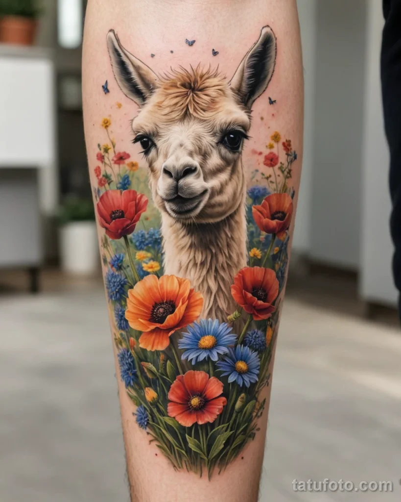 Идея для татуировки с ламой 2025 №66 - tatufoto.com