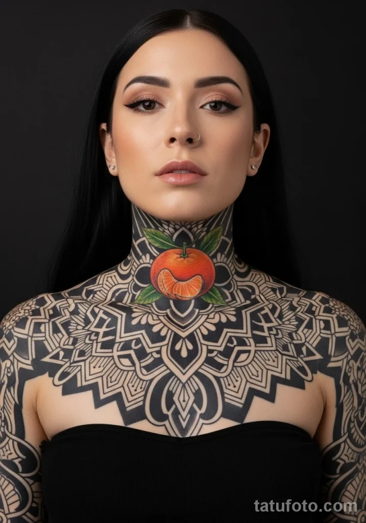 Пример рисунка татуировки с мандарином - идея 1 2025 №04 - tatufoto.com