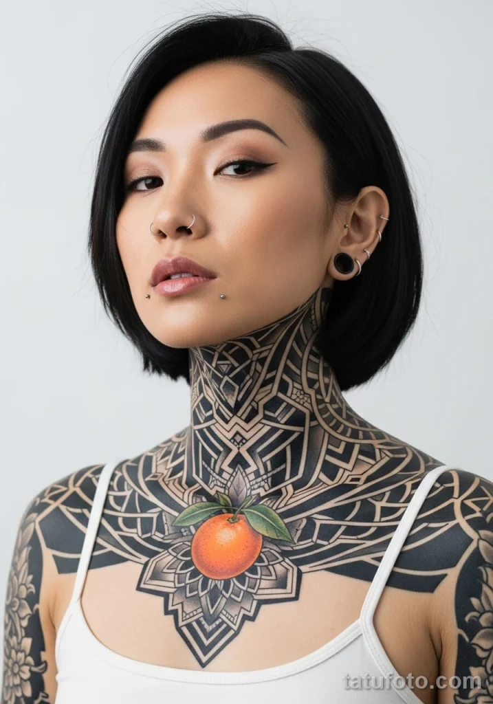 Пример рисунка татуировки с мандарином - идея 1 2025 №06 - tatufoto.com