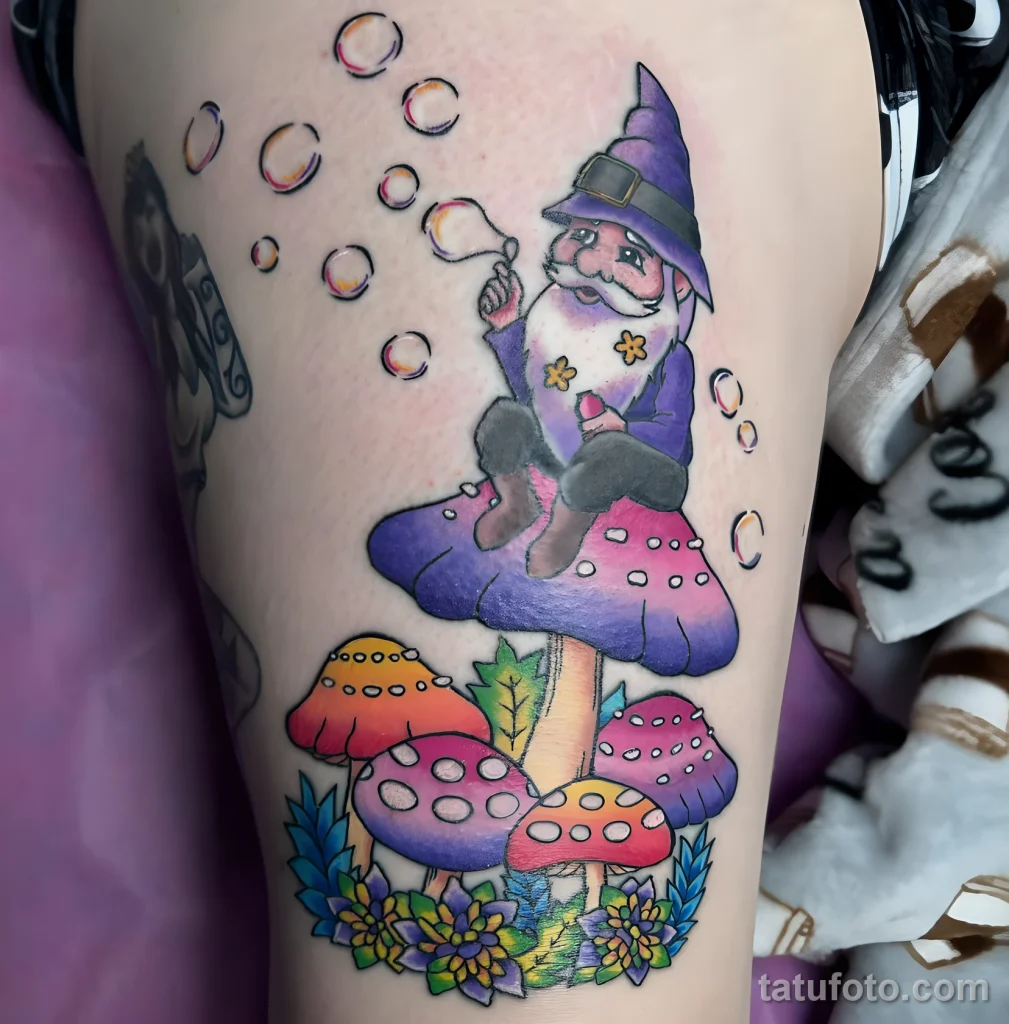 Пример рисунка татуировки с мухомором грибом 2025 №32 - tatufoto.com