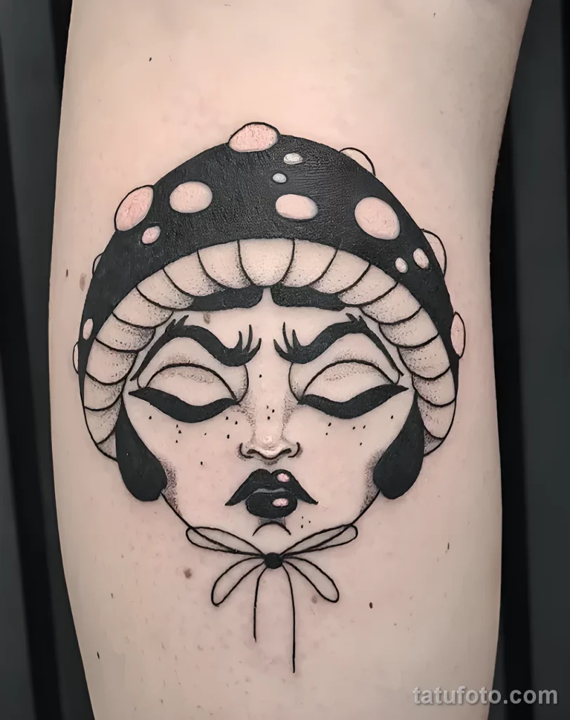 Пример рисунка татуировки с мухомором грибом 2025 №42 - tatufoto.com