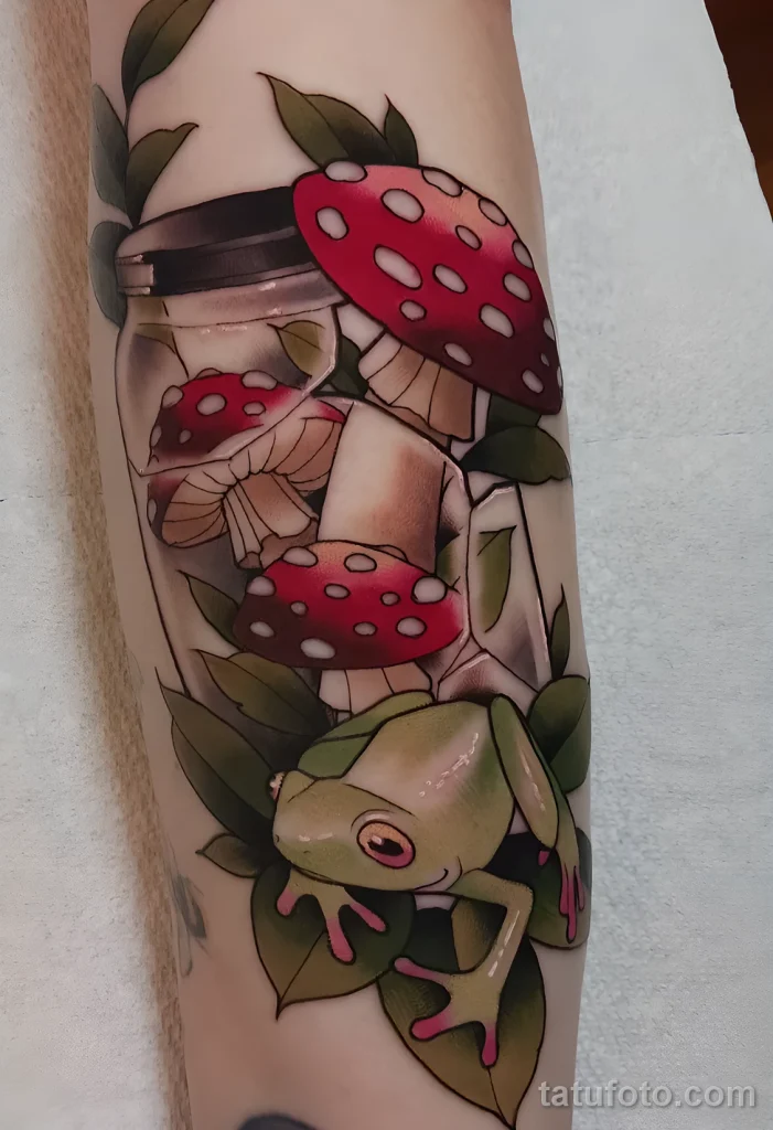 Пример рисунка татуировки с мухомором грибом 2025 №49 - tatufoto.com