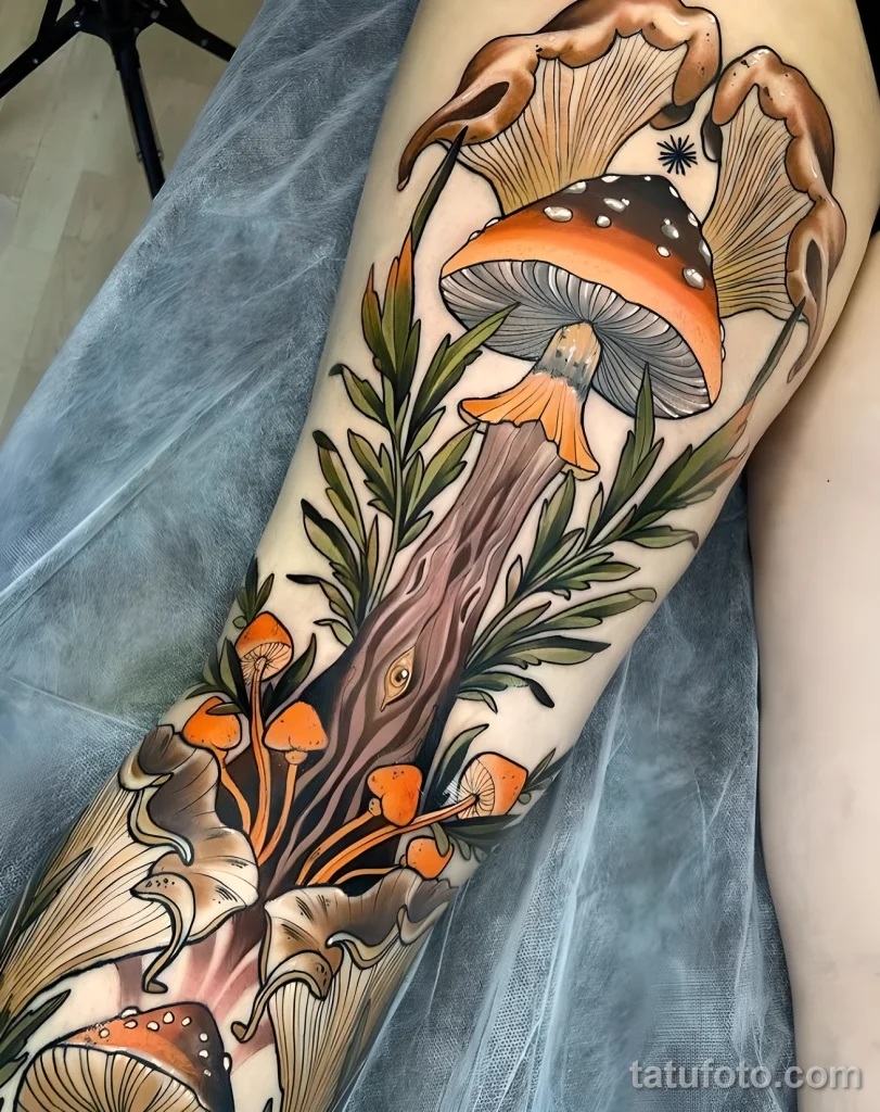 Пример рисунка татуировки с мухомором грибом 2025 №55 - tatufoto.com