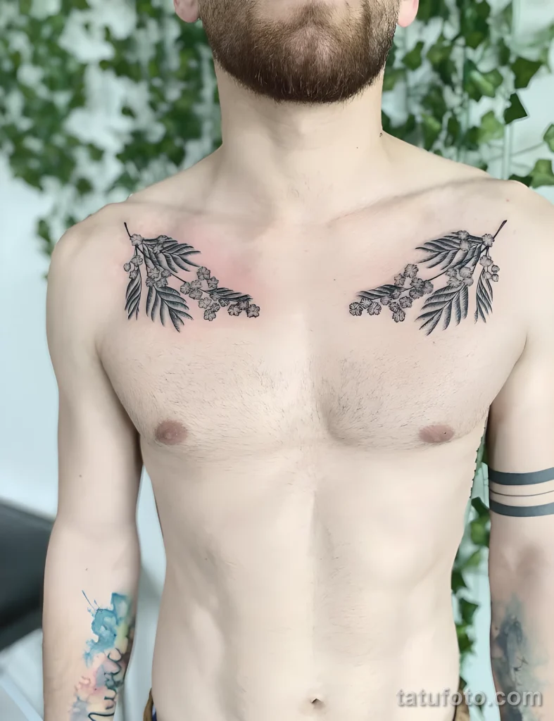 Пример татуировки с цветами Мимозы 2025 №04 - tatufoto.com