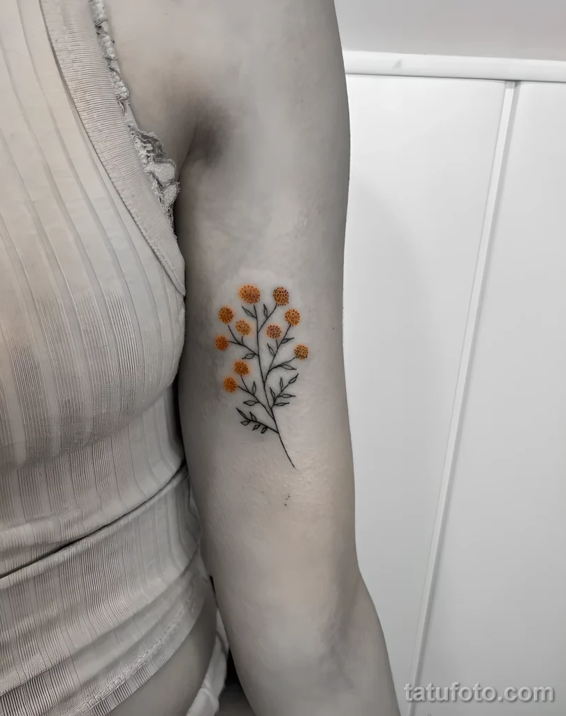 Пример татуировки с цветами Мимозы 2025 №09 - tatufoto.com